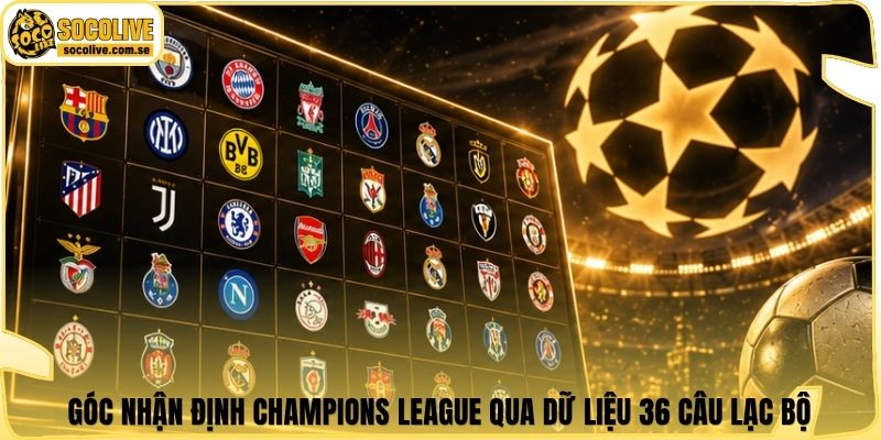 Góc nhận định Champions League qua dữ liệu 36 câu lạc bộ